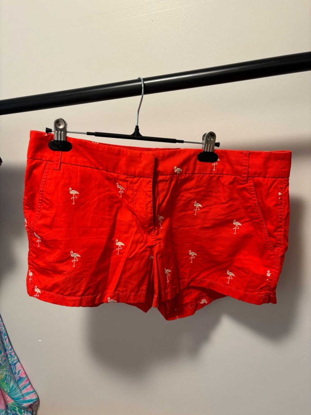 J. Crew factory Red Flamingo Embroidered Critter Shorts